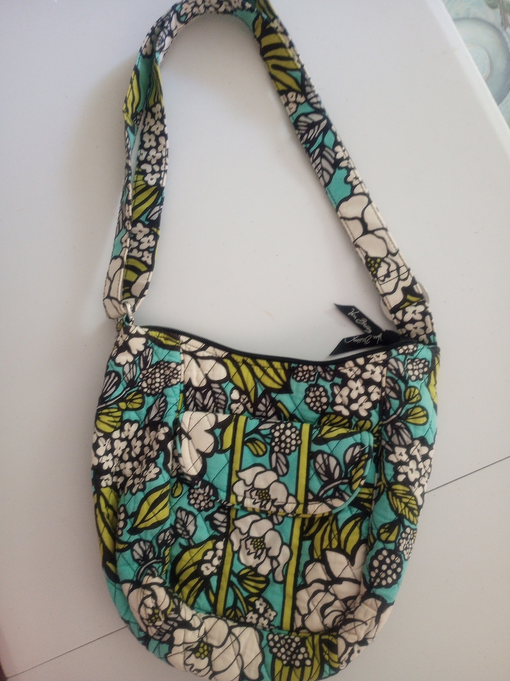 Vera Bradley Aqua Floral Quilted Shoulder Bag